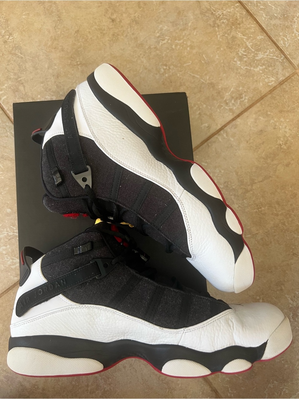 Jordan 6 Ring Shoes - White/Black/Gym Red - Picture 2 of 6